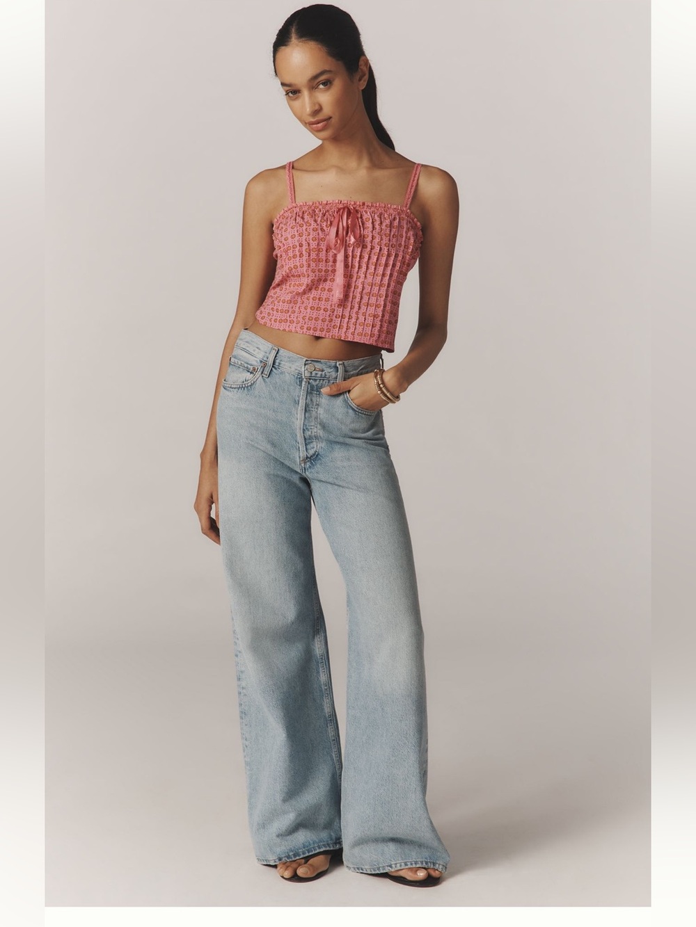 Mille Carmine Dot Pink Top - Size Small